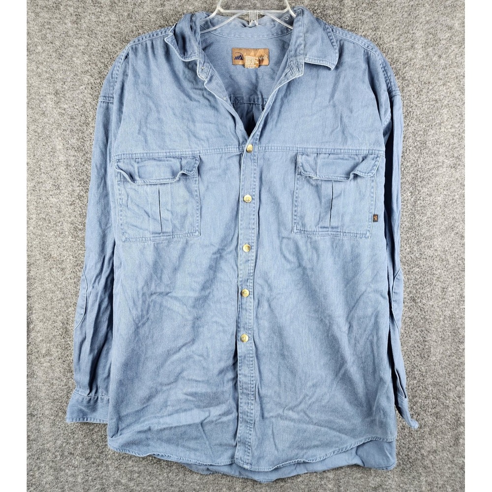 Colorado Shirt Mens XL Corduroy Blue Button Down Long Sleeve Vintage EUC